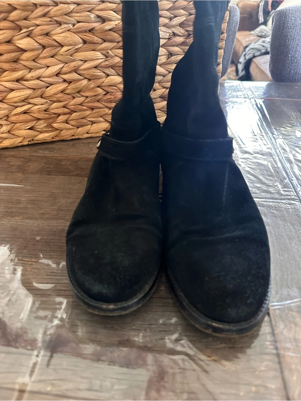 Vero Cuoio Black Suede Over-the-Knee Buckle Boots